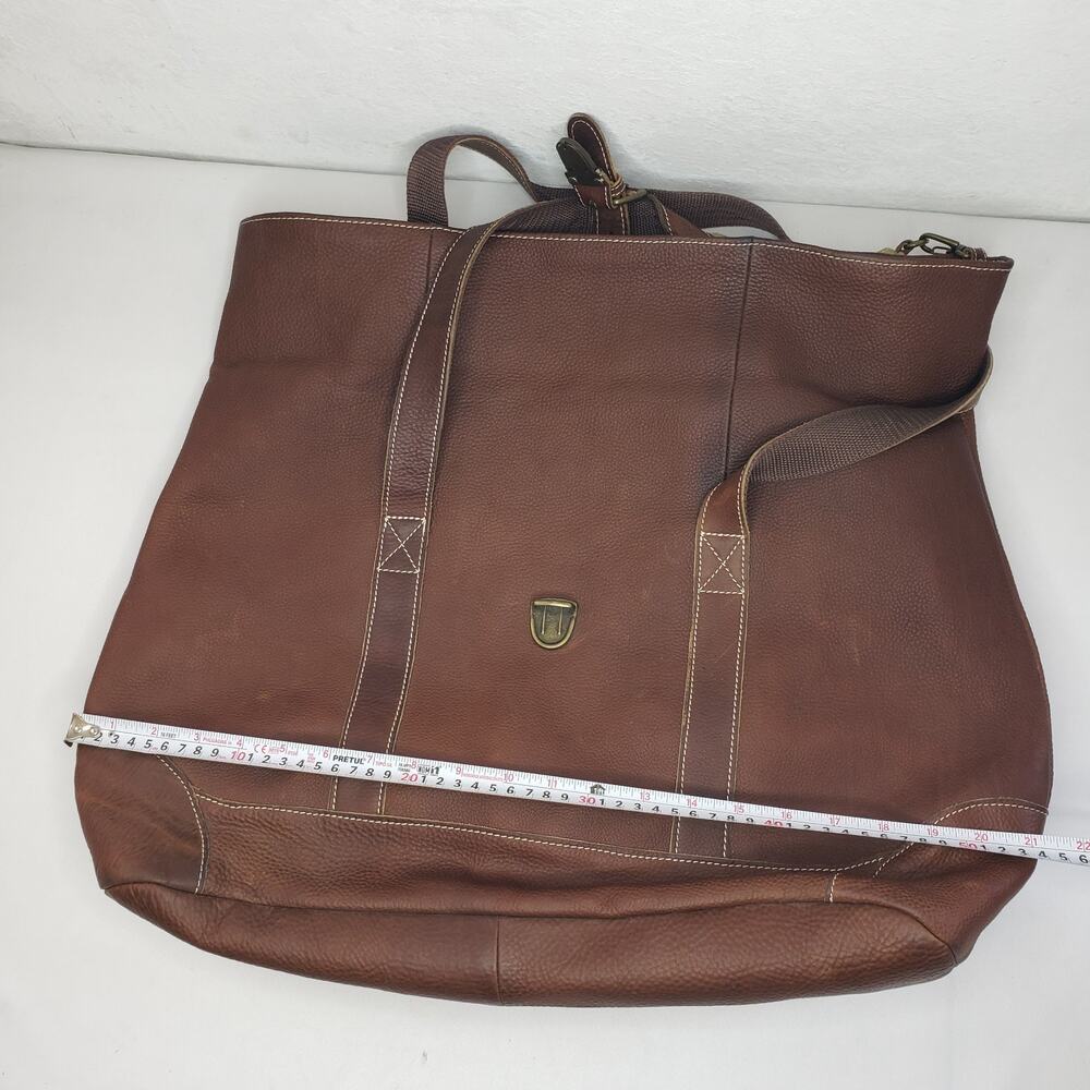 LL Bean BAG Brown Pebbled Leather Large Tote Carry Shopping Boat PREPPY MAINE - Picture 15 of 16
